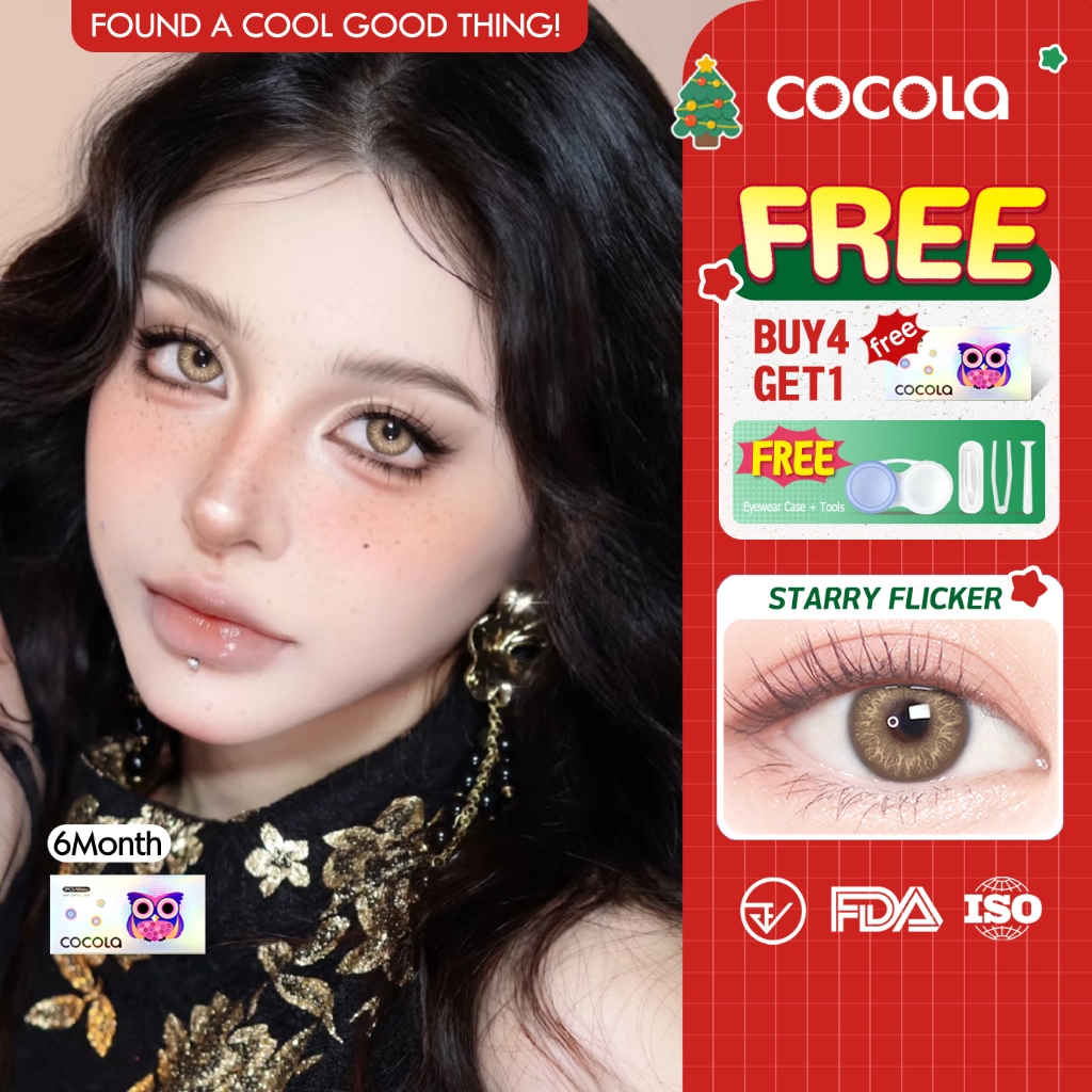 【Buy 5 Get 1 Free】 จัดส่งภายใน 24 ชม สีโกลด์/เท็ดเกรย์/ม่วง บิ๊กอาย DIA14.5mm (0ถึง-4.50) #‌COCOLAlens,HC590-1