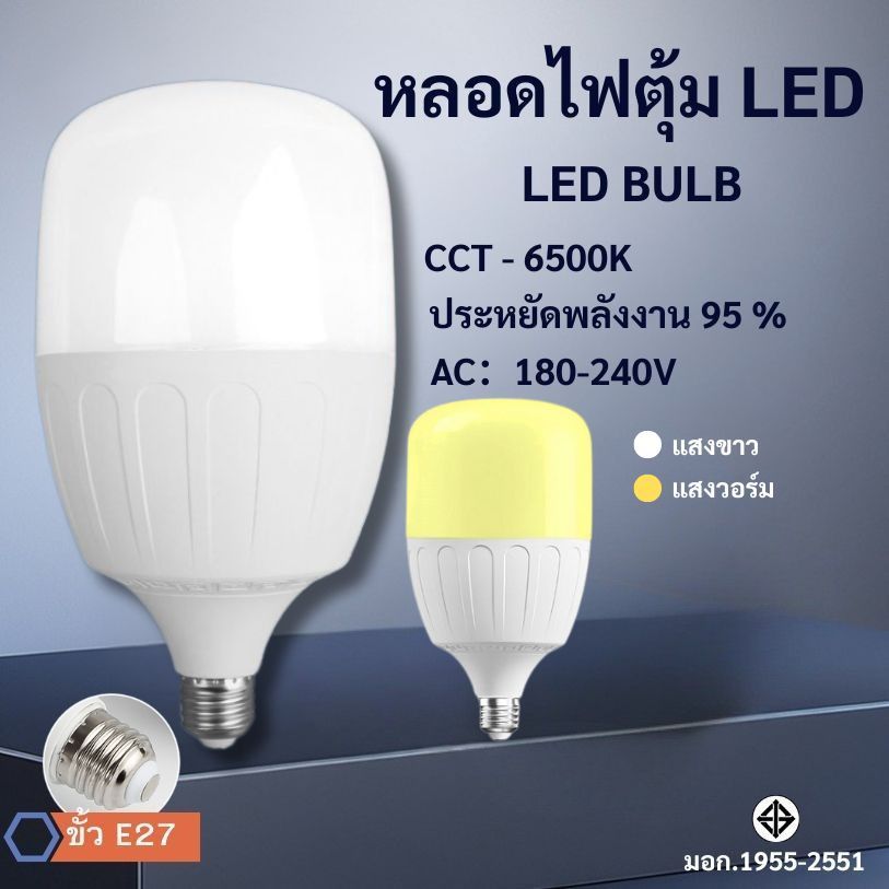 หลอดไฟ LED HighBulb แสงขาว light 220V ขั้ว E27 35W 45W 55W 65W 85W หลอดไฟLED วัตต์แท้สว่างเต็ม แท้