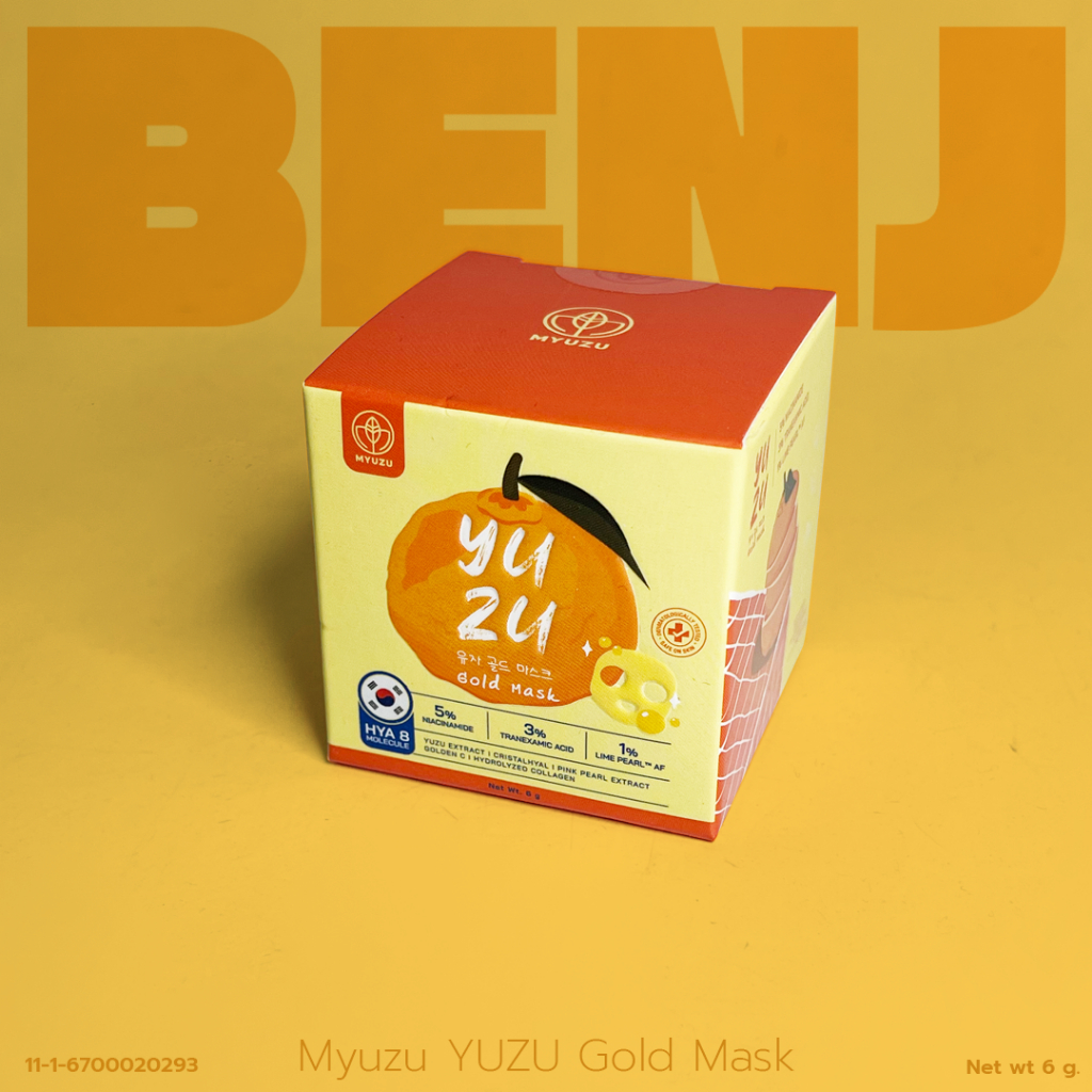 มาส์กยูซุทองคำ มิวซุ ยูซุ โกลด์ มาส์ก MYUZU Yuzu gold mask extra bright 1กระปุก(6กรัม)