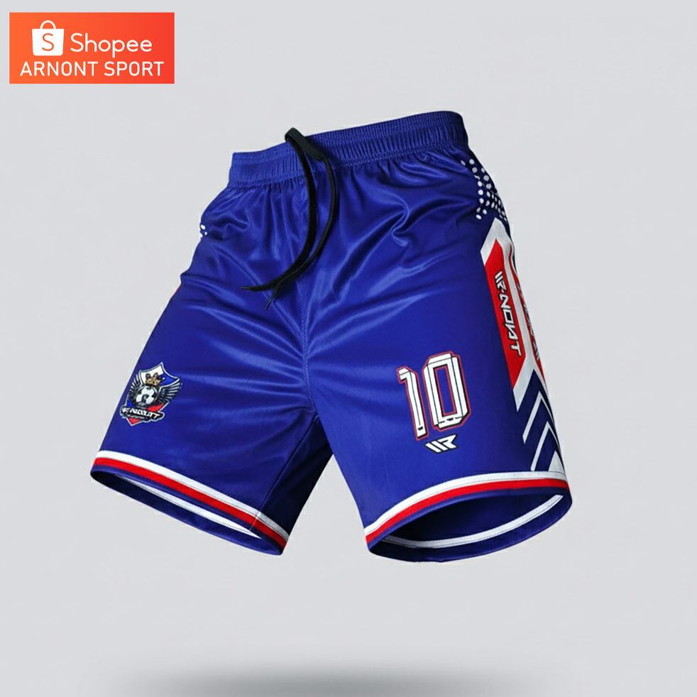 กางเกงกีฬาพิมพ์ลาย By อานนท์ สปอร์ต สีกรมแถบแดง กางเกงเล่นกีฬาขาสั้น ออกกำลังกาย Sport