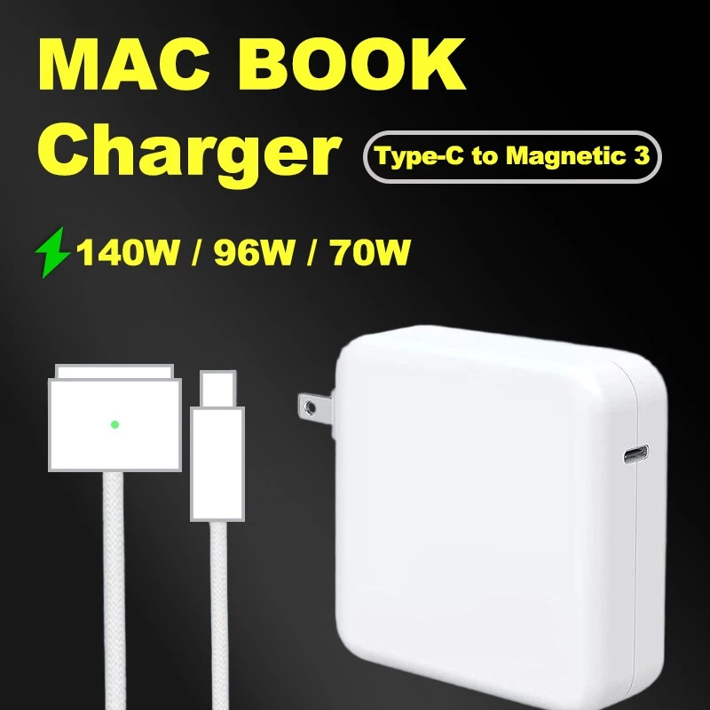 140W / 96W / 70W ประเภท C ถึงแม่เหล็ก 3 ชาร์จสำหรับ 𝘔𝘢𝘤 𝘉𝘰𝘰𝘬 Pro 14-16 นิ้ว / อากาศ 13-15 นิ้ว (2021-2025 M1-M4)