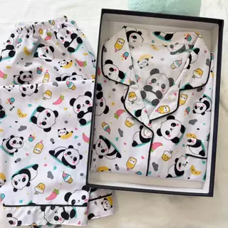 🧡พร้อมส่ง ชุดนอน ผ้าไหมอิตาลี่ เเขนสั้น-ขายาว ฟรีไซส์ อก44