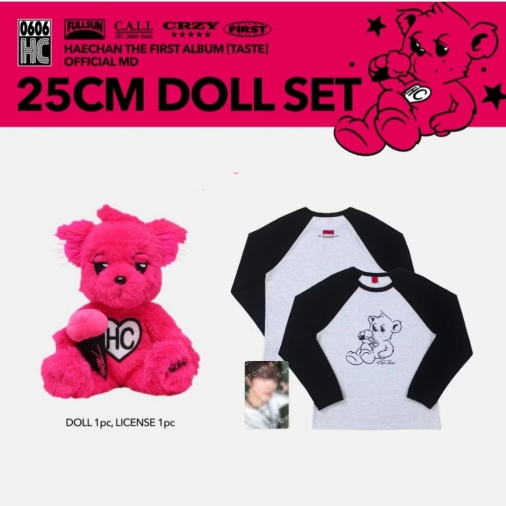 💖🐻  Pre order - น้องหมีสีชมพู แฮชาน haechan taste md 25cm doll set / เสื้อแขนยาว (หมีกดของแล้ว/เสื้อ