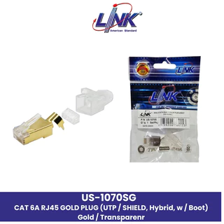 LINK Shield CAT 6A RJ45 (US-1070SG หัวสีทอง) Modular PLUG w/Plug Boot บรรจุ 1 หัว / Pkg.