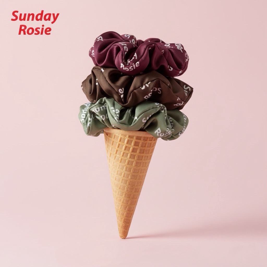 Sunday Rosie Scrunchie – Holiday 2025 Merch Collection หนังยางรัดผมผ้าไมโครยืดพรีเมียม นุ่ม ไม่กินผม