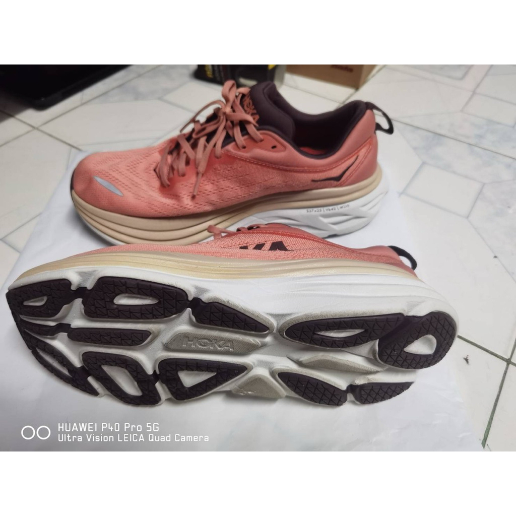 รองเท้า hoka bondi8 สีชมพู​ งานแท้