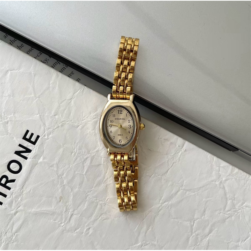 นาฬิกาข้อมือสตรีสไตล์เกาหลีเรียบง่ายหรูหราแบบกลไกควอตซ์ขนาดเล็ก สายโลหะ หน้าปัดกลม นาฬิกาข้อมือสุดเท่ - รูปที่ 3