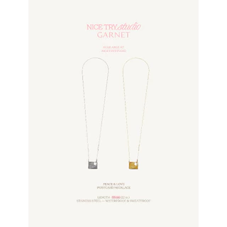 nice try studio x garnet - Peace & Love Postcard Necklace สร้อยคอแบบยาว พร้อมไข่มุกแท้ กันน้ำ กันเหงื่อ