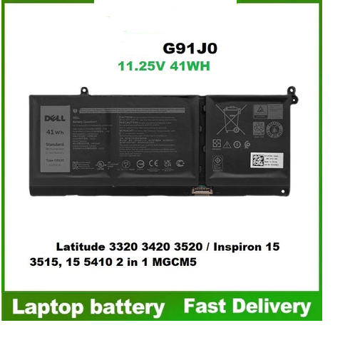 ☸G91J0 Battery for Dell Inspiron 5310 5410 / Vostro 5310 5410 5510 / Latitude 3320 3420 3520 Battery