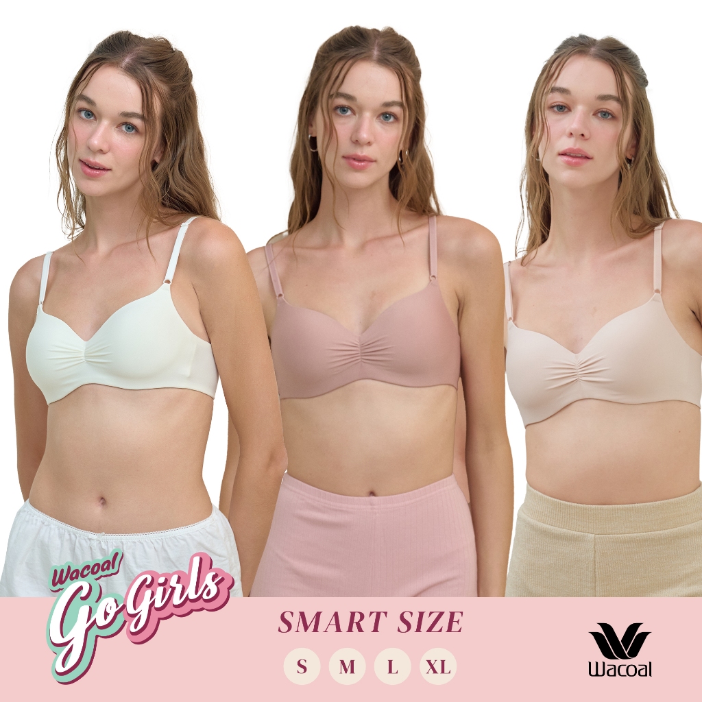 Wacoal Smart Size Easy Matching Bra บราไร้โครงวาโก้ เซท 3 ชิ้น รุ่น WB3Y41 คละสี (BE-CR-OT)