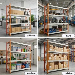 Warehouse shelf ชั้นวางสินค้าขนาดมี 200*200*40 ออกใบกำกับได้ รับน้ำหนัก100KG/ชั้นผลิตจากโครงเหล็กหนา
