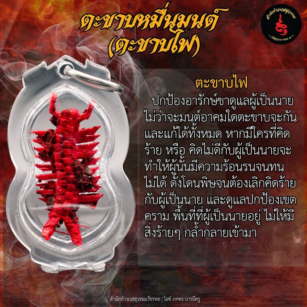 ตะขาบ หมื่นมนต์ ป้องกันมนต์ วิชาสายดำ กันคนคิดร้าย คิดไม่ดี สำนักท้าวเวสสุวรรณ