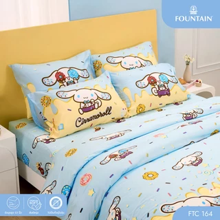 Fountain FTC164 การ์ตูน Cinnamoroll ลิขสิทธิ์แท้ Sanrio สัมผัสนุ่มลื่น ชุดเครื่องนอนฟาวน์เทน ผ้าปูที่นอน ผ้านวม