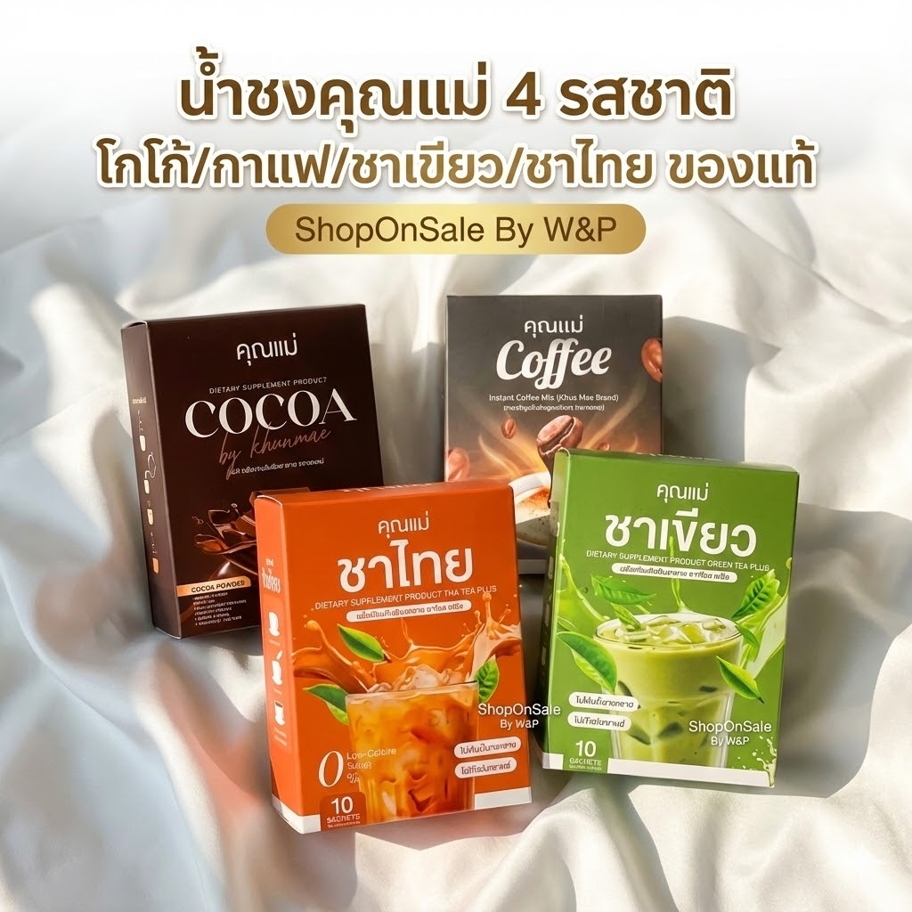 น้ำชงคุณแม่ มี 4 รสชาติ โกโก้ กาแฟ ชาเขียว ชาไทย (มีให้เลือก4รสชาติ)