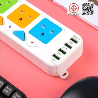Pnasi ปลั๊กไฟ 5ช่อง 4USB สายยาว พร้อมสวิตช์ปิด-เปิด มาตรฐาน มอก. ตัดไฟได้ สายไฟยาว 3เมตร 5เมตร 10เมตร