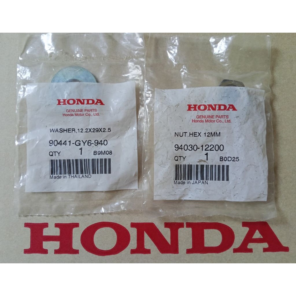 น็อต แหวนล็อคชามคลัทช์หลัง รถออโตเมติก HONDA ทุกร่น ขแท้เบิกศูนย์ 94030-12200 / 90441-GY6-940