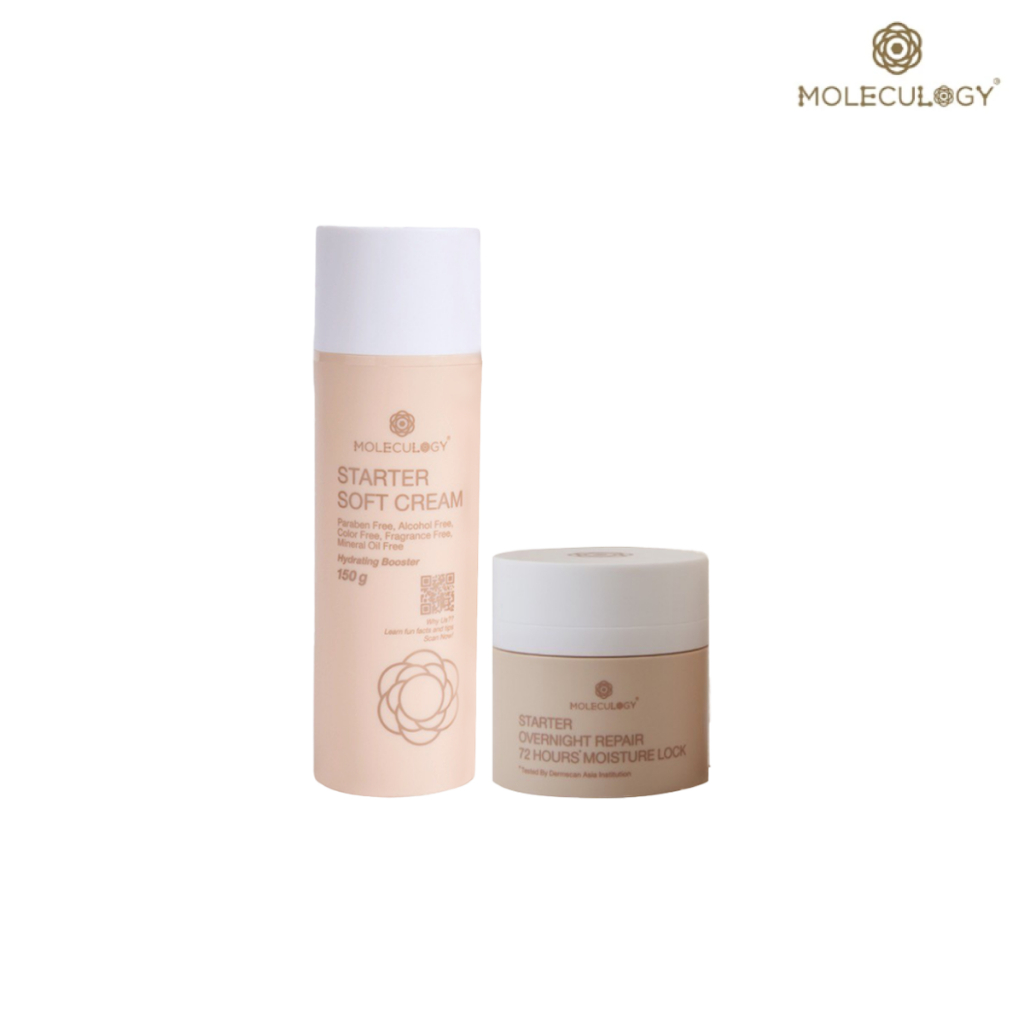 *New* Moleculogy [Set 2 ชิ้น] Starter Overnight Repair 72 Hours Moisture Lock (50ml) + Starter Soft Cream (150g)