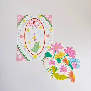 amuse stuff-postcard flower pattern โปสการ์ดลายดอกไม้อะมิวส์