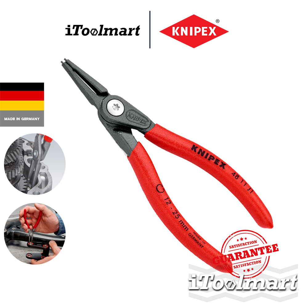 KNIPEX คีบถ่างเเหวนล็อคสลัก 48 11 J1 SB ด้ามพลาสติก 12-25 mm