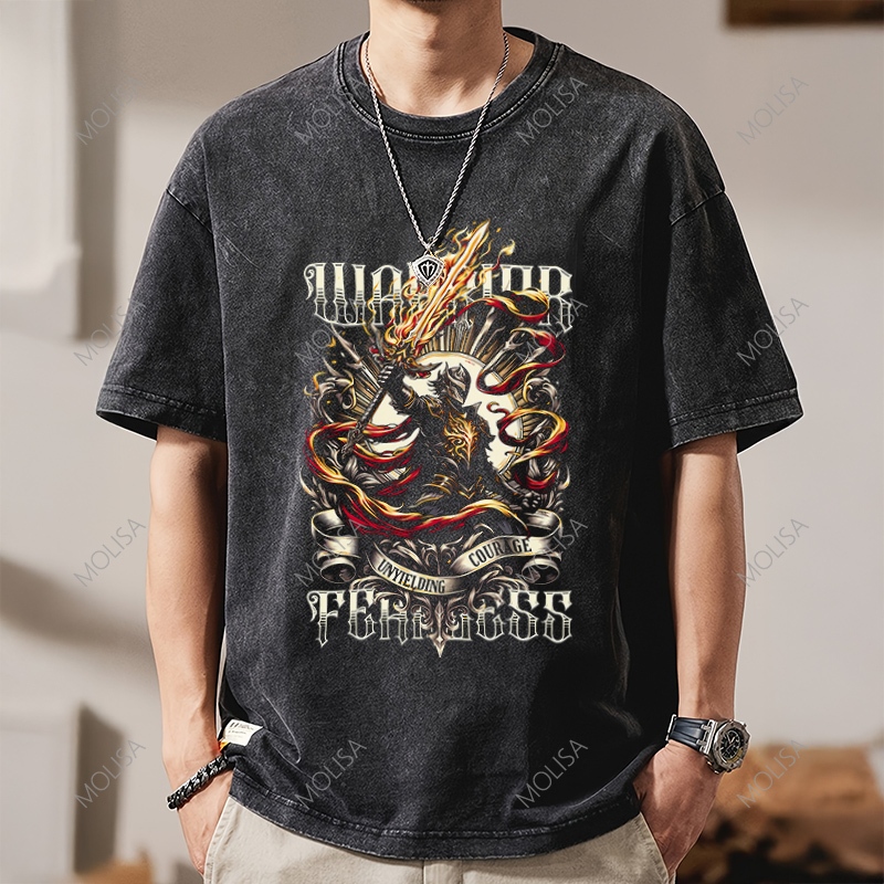 Molisa เสื้อยืด ผ้าcotton100% สกรีนเสื้อ DTG สีดำ Printed Tshirt เสื้อยืดผู้ชาย S-4XL 68035#