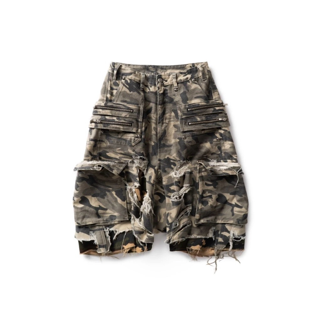 ⚡️Brand : Villain Distressed camo jorts ⚡️(สินค้าพรีออเดอร์)
