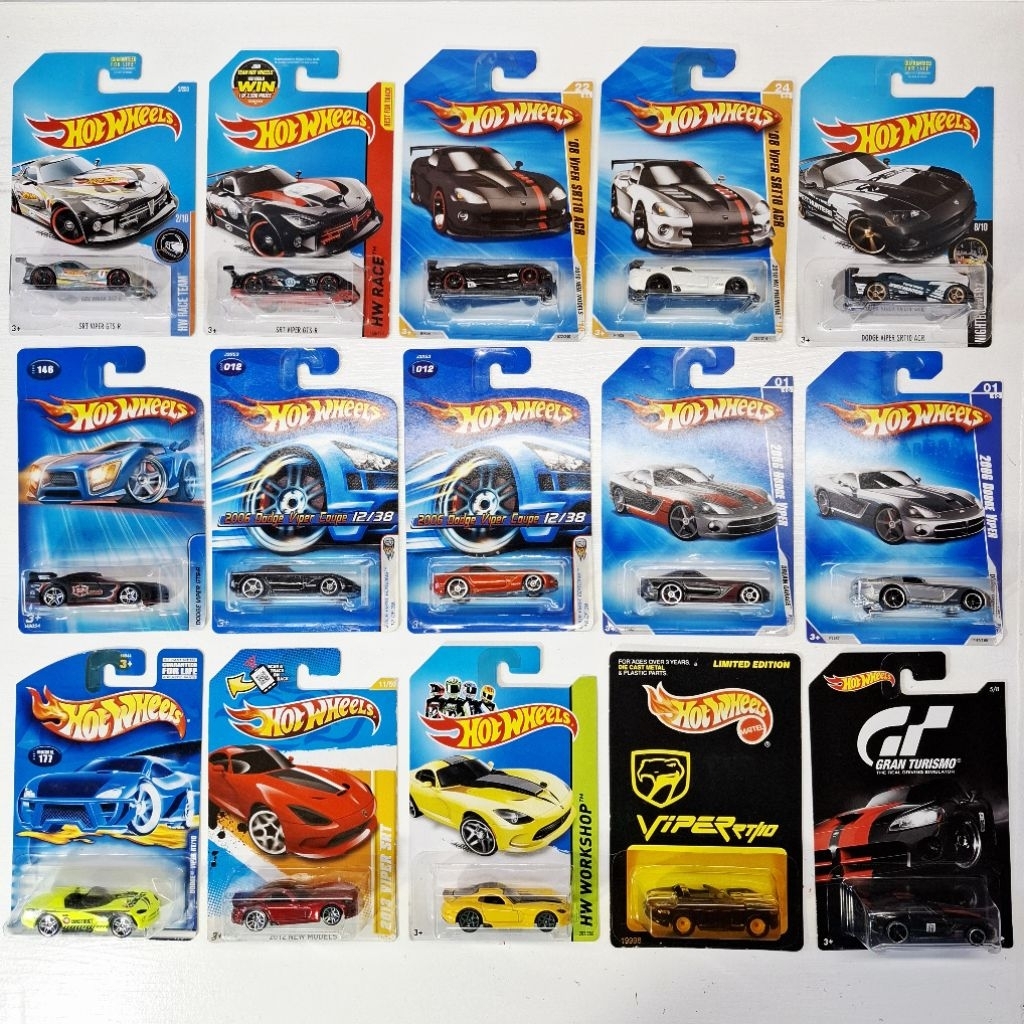Hot wheels Dodge Viper โมเดลรถเหล็กปีเก่า สเกล1:64 แพ็คสวย แพ็คUSA