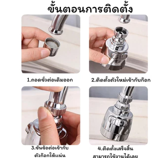 LUCKYLOTUS หัวต่อก๊อกน้ำหมุนได้ 360° ปรับน้ำได้ 2 ระดับ ประหยัดน้ำ เพิ่มแรงดัน ติดตั้งง่าย เหมาะกับอ่างล้างจาน