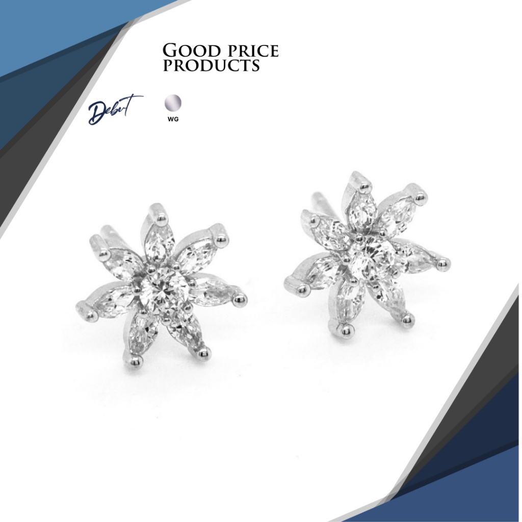 ต่างหูเงินแท้ 925 Debutgem Collection Fantacy ประดับเพชร CZ 010