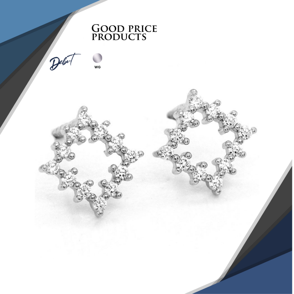 ต่างหูเงินแท้ 925 Debutgem Collection Fantacy ประดับเพชร CZ 015
