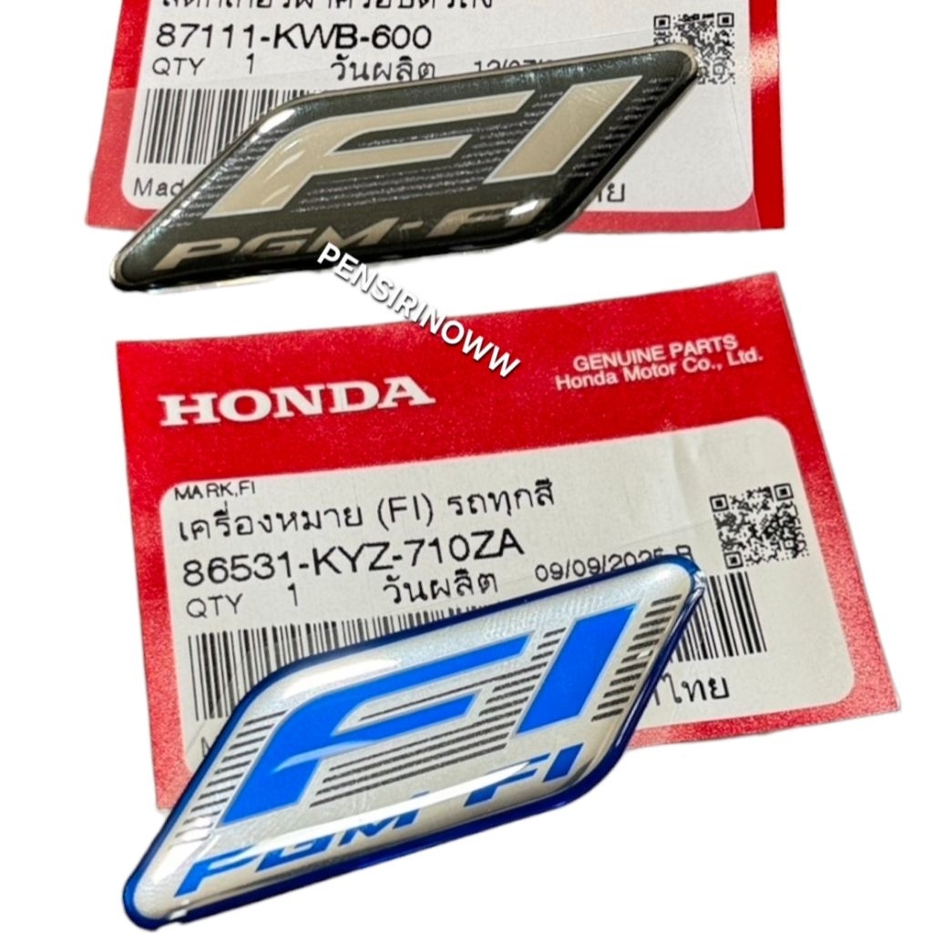 สติ๊กเกอร์ FI สีดำ/สีน้ำเงิน สำหรับรถจักรยานยนต์ Honda ติดตั้งง่าย แท้ศูนย์