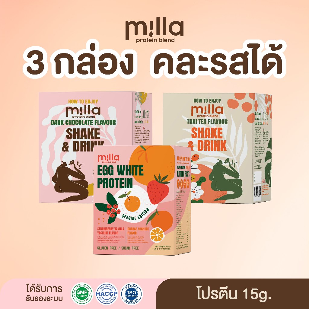 Milla Protein Blend มิลล่า 3 กล่อง *คละรส* (Plant Base / Egg White) โปรตีนหลังคลอด โปรตีนแม่ให้นม