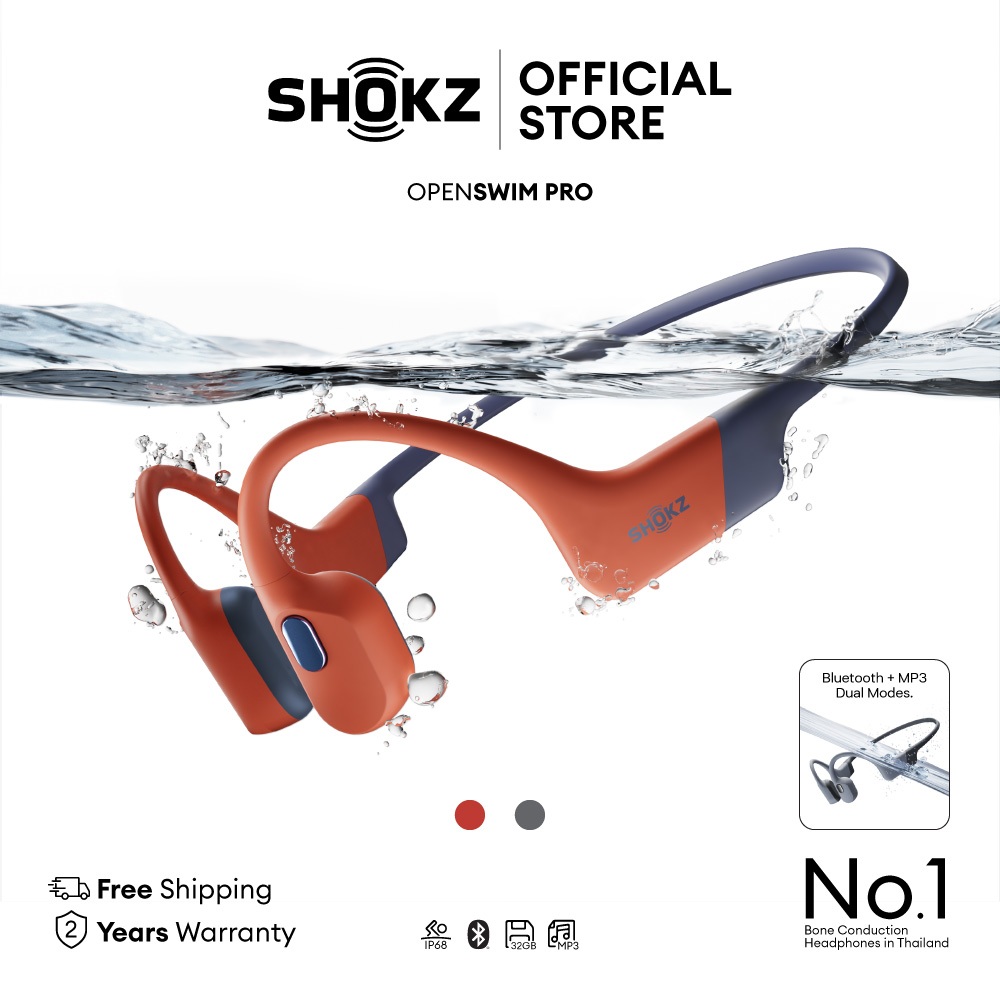 Shokz OpenSwim Pro หูฟังบูลทูธและ MP3 สามารถใส่ว่ายน้ำได้