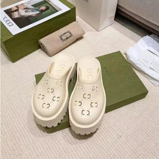 Size 35-45 รองเท้าผู้หญิงเปิดส้นGGส้นตึก เท้าอวบใส่ได้สบาย ส้นสูง 5.5cm.