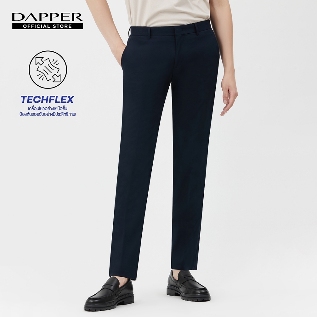DAPPER กางเกงขายาว รุ่น TECHFLEX ทรง Slim-Fit สีกรมท่า (TB9/N1/104TSR2)