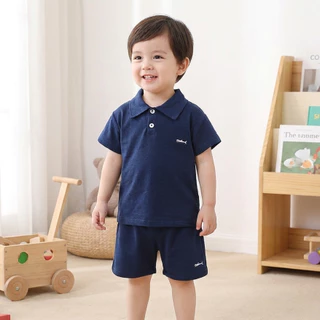Babyonline(Y472)2M7 (ส่งด่วน1วัน)ชุดเซ็ตเสื้อโปโลแขนสั้นกางเกงขาสั้นแฟชั่นเด็กผู้ชายและเด็กผู้หญิง ระบายอากาศ