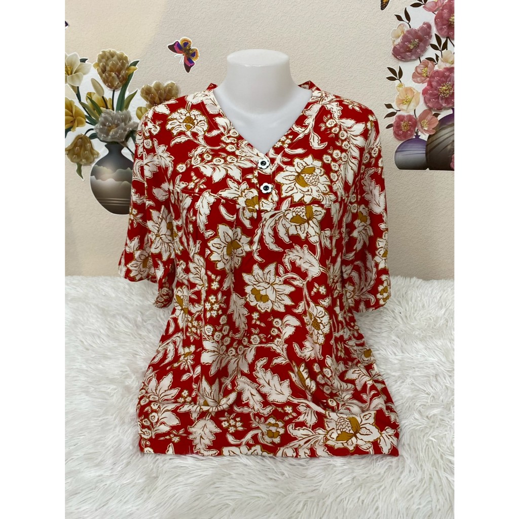 เสื้อสงกรานต์ เสื้อผ้าสปัน เสื้อผ้าผู้หญิง สาวอวบ ฟรีไซร์ อก42-44-46นิ้ว  รุ่น002