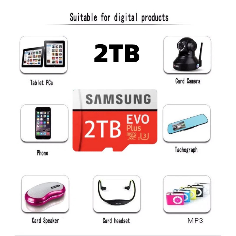 ( Samsung ของแท้ ) EVO Micro SD Card Class10 512GB/1TB/2TB การ์ดหน่วยความจํา ✈ การ์ดหน่วยความจํา ไมโคร sd ความเร็วสูง/โท - รูปที่ 4