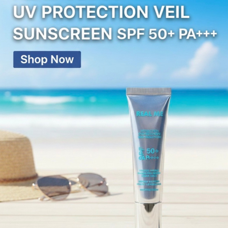 REAL ME Real Cloud UV Protection Veil Sunscreen SPF50+ PA+++ กันแดดแบบ Physical เนื้อสบายผิว ไม่วอก
