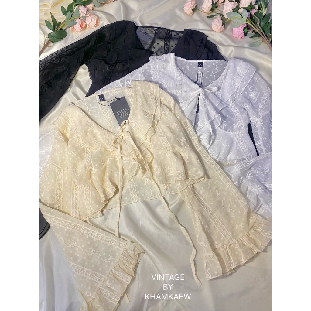 เสื้อครอปผ้าซีฟองปัก