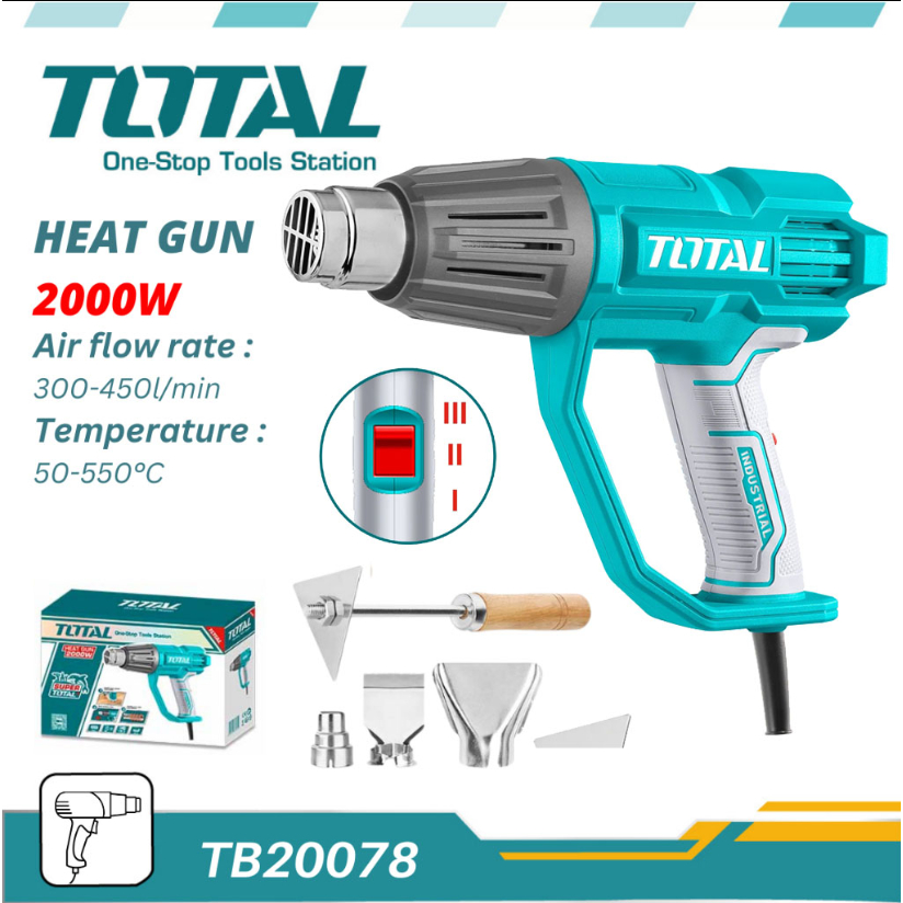 TOTAL TB20078 เครื่องเป่าลมร้อน 2,000 วัตต์ สามารถปรับอุณหภูมิและความเร็วลมได้ 3 ระดับ