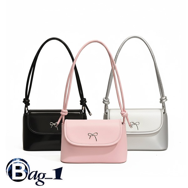 bag_1(BAG2171) กระเป๋าสะพายไหล่หนังพียู ด้านหน้ามีโบว์ ทรงน่ารัก