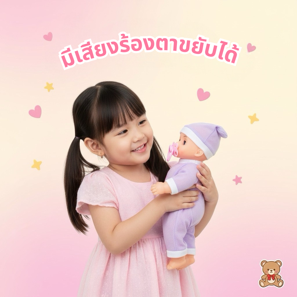 ตุ๊กตาของเล่น เด็กจุกนม มีเสียงร้อง ตาเปิดปิดได้ เเขนขาขยับได้ ราคา ถูกที่สุด ดีลบีเคเค แกลเลอรีภาพที่ 3