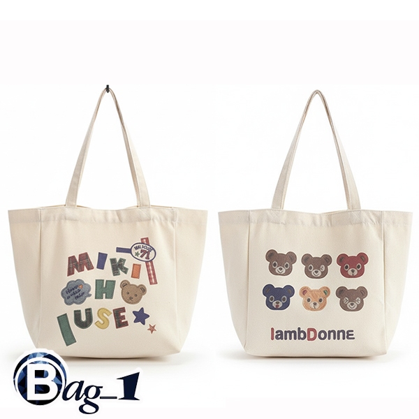bag_1(BAG1877) กระเป๋าผ้าใบใหญ่ หน้าหมี MIKI ผ้าแคนวาสมี2ลาย