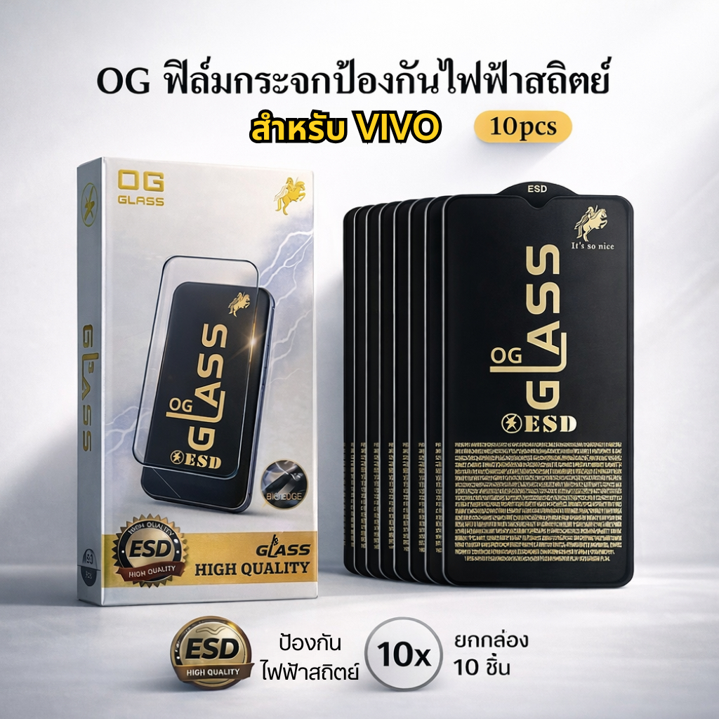 JC168 (1กล่อง10ชิ้นราคาส่ง)ฟิล์มกระจกเต็มจอ แบบกล่อง งานOG สำหรับVIVO Y27 4G Y36Y20