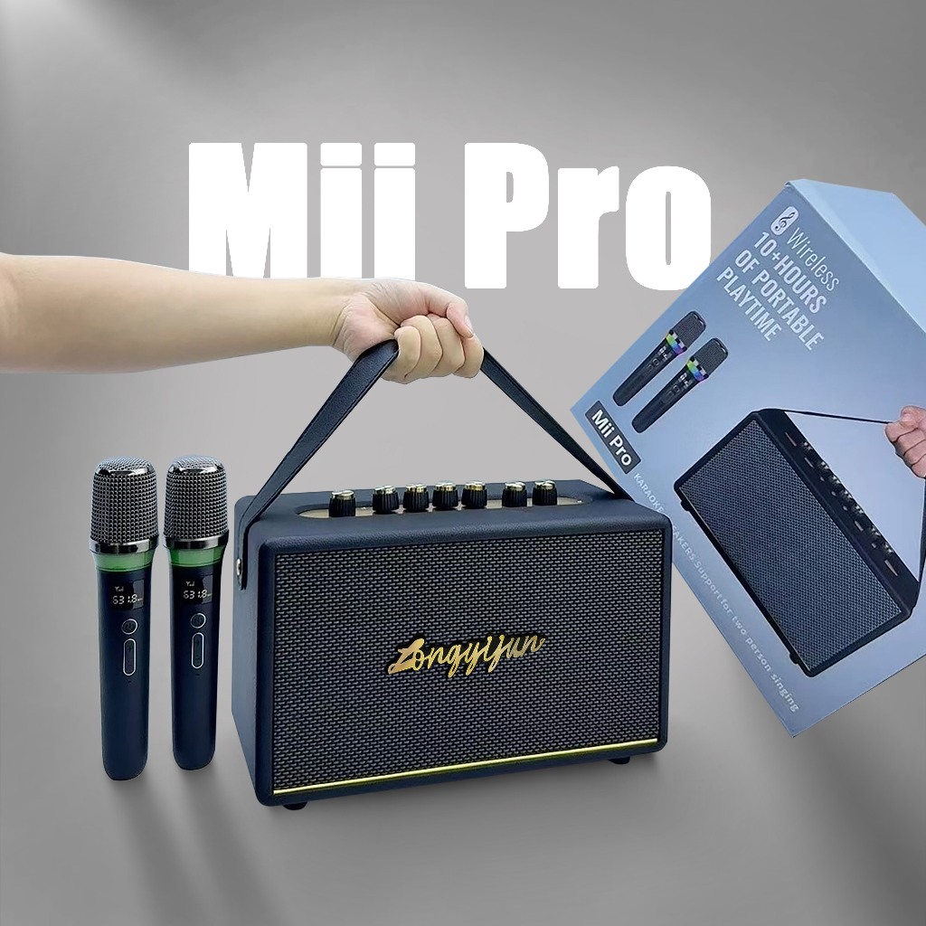 【แท้100%】ลำโพงบลูทูธไร้สาย Mii Pro ปรับเสียงเบส แหลมได้ แถมไมค์ลอย2อัน เสียงดี 30W เบสหนัก Bluetooth speakers
