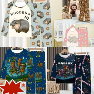 🔥ชุดนอนลาบูบู้ คอกลมแขนยาว-ขายาว 95-150 ซม. เด็กผู้หญิง เด็ก…