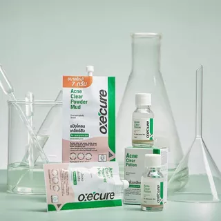 (6ซอง/กล่อง) Oxecure อ๊อกซีเคียว แอคเน่ เคลียร์ พาวเดอร์ มัด แป้งโคลนเคลียร์สิว สำหรับผิว5g [0235]