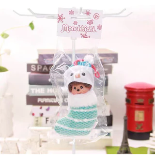ของแท้ 100% Monchhichi Christmas Ornament Keychain - พวงกุญแจมอนชิชิคริสต์มาสในถุงเท้า