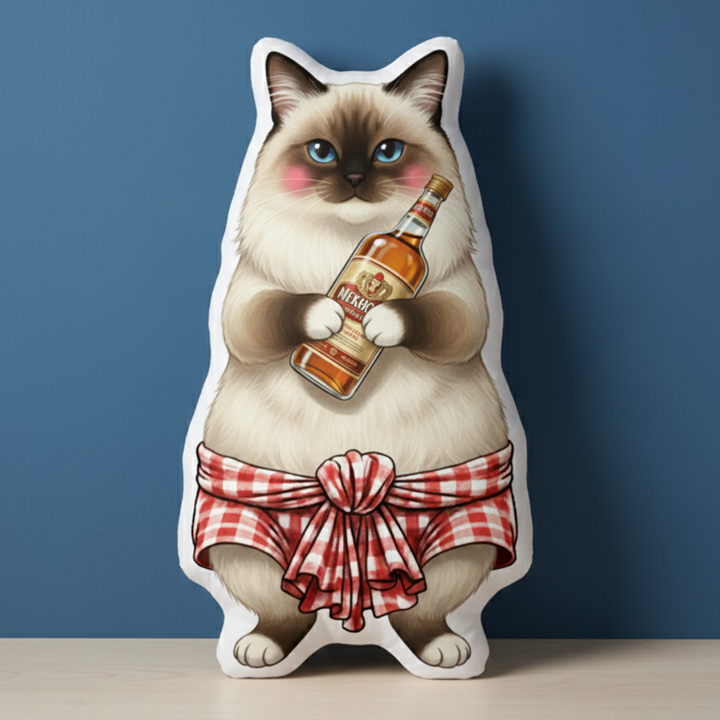 แมวขี้เมา ทาสแมว ตุ๊กตาไดคัท พิมพ์สองด้าน หมอนตุ๊กตา ของขวัญ Abyssinian American Shorthair เบงกอล Bi