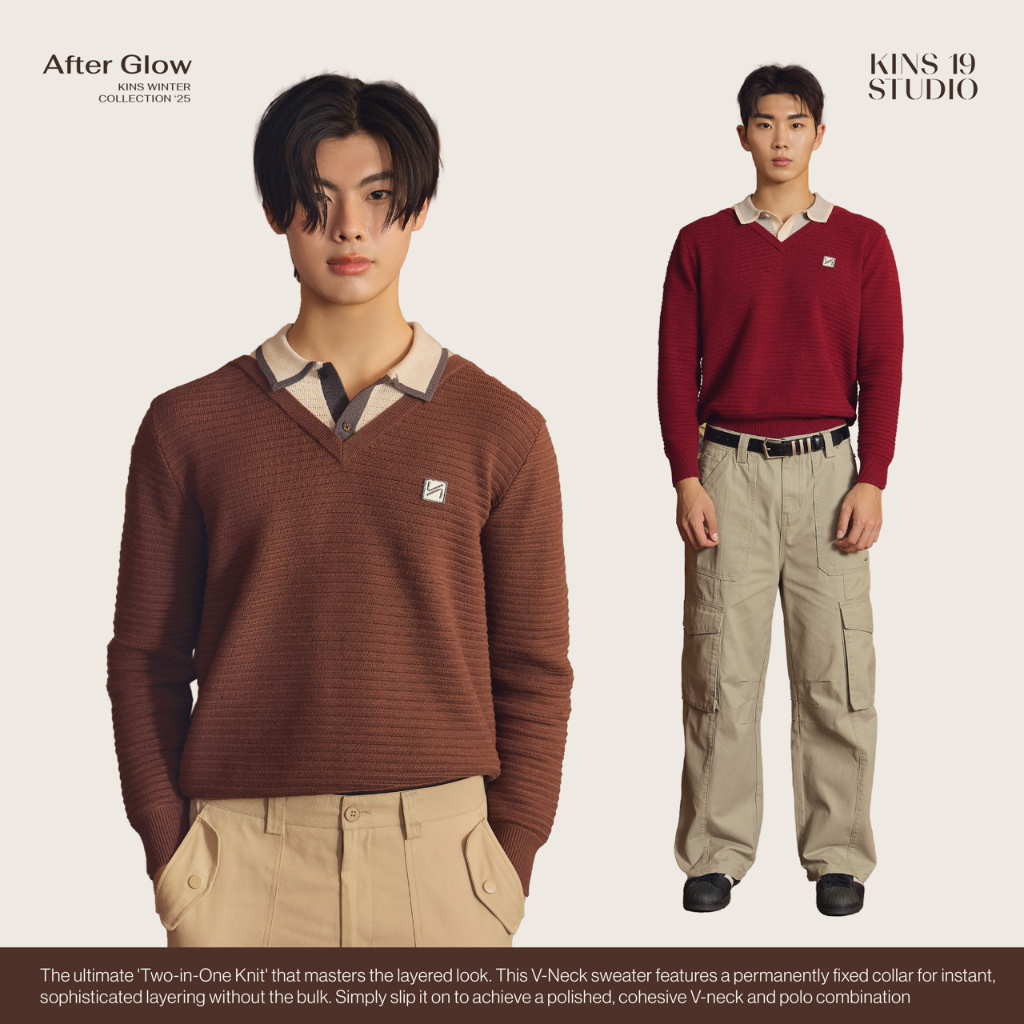 KINS 19 STUDIO | KINS Layered Polo Sweater เสื้อสเวตเตอร์คินส์ เสื้อคริสมาสต์ [KN145]